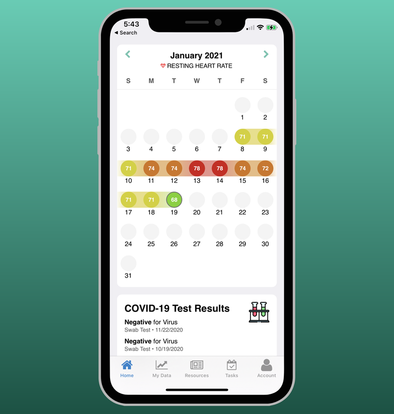 DETECT calendar in the My Data Helps app